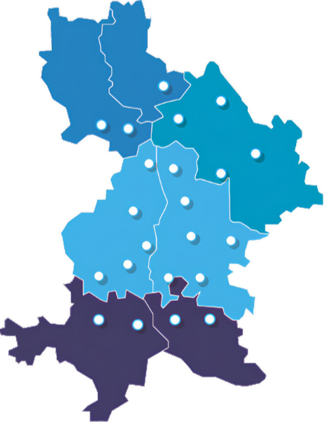 Carte de la zone d’intervention de COPAS Accessibilité, spécialiste des solutions PMR basé à Valence et actif en Drôme, Ardèche, Rhône, Isère, Vaucluse et Gard.