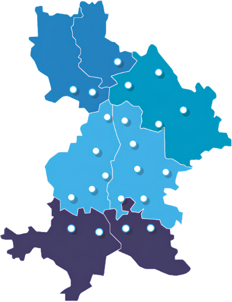 Carte de la zone d’intervention de COPAS Accessibilité, spécialiste des solutions PMR basé à Valence et actif en Drôme, Ardèche, Rhône, Isère, Vaucluse et Gard.